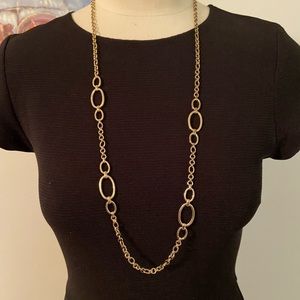 Long Gold Tone Oval Link Necklace